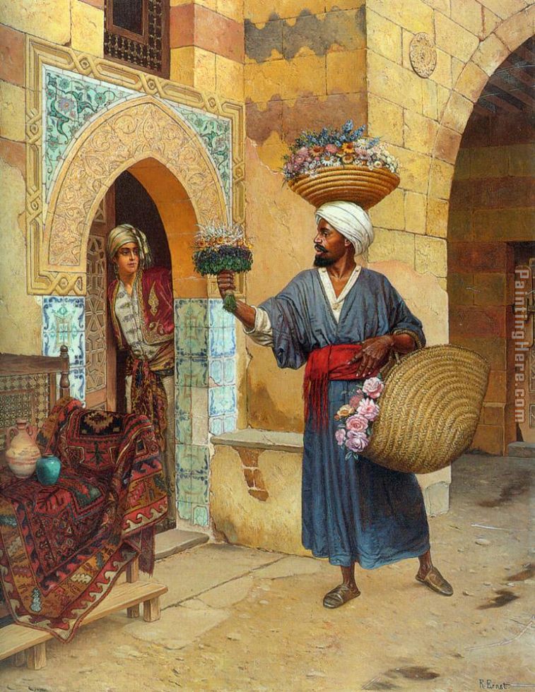 The Flower Seller painting - Rudolf Ernst The Flower Seller art painting